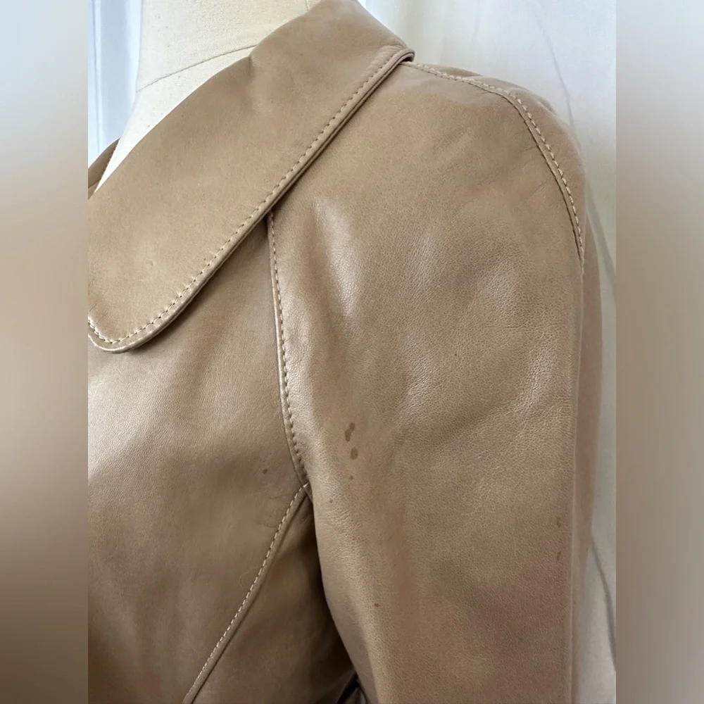 Prada Belted Leather Trench with 3/4 Sleeves Sz 38 - Picture 7 of 10